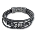 Men’s Black Leather Skull Bracelet – 9"