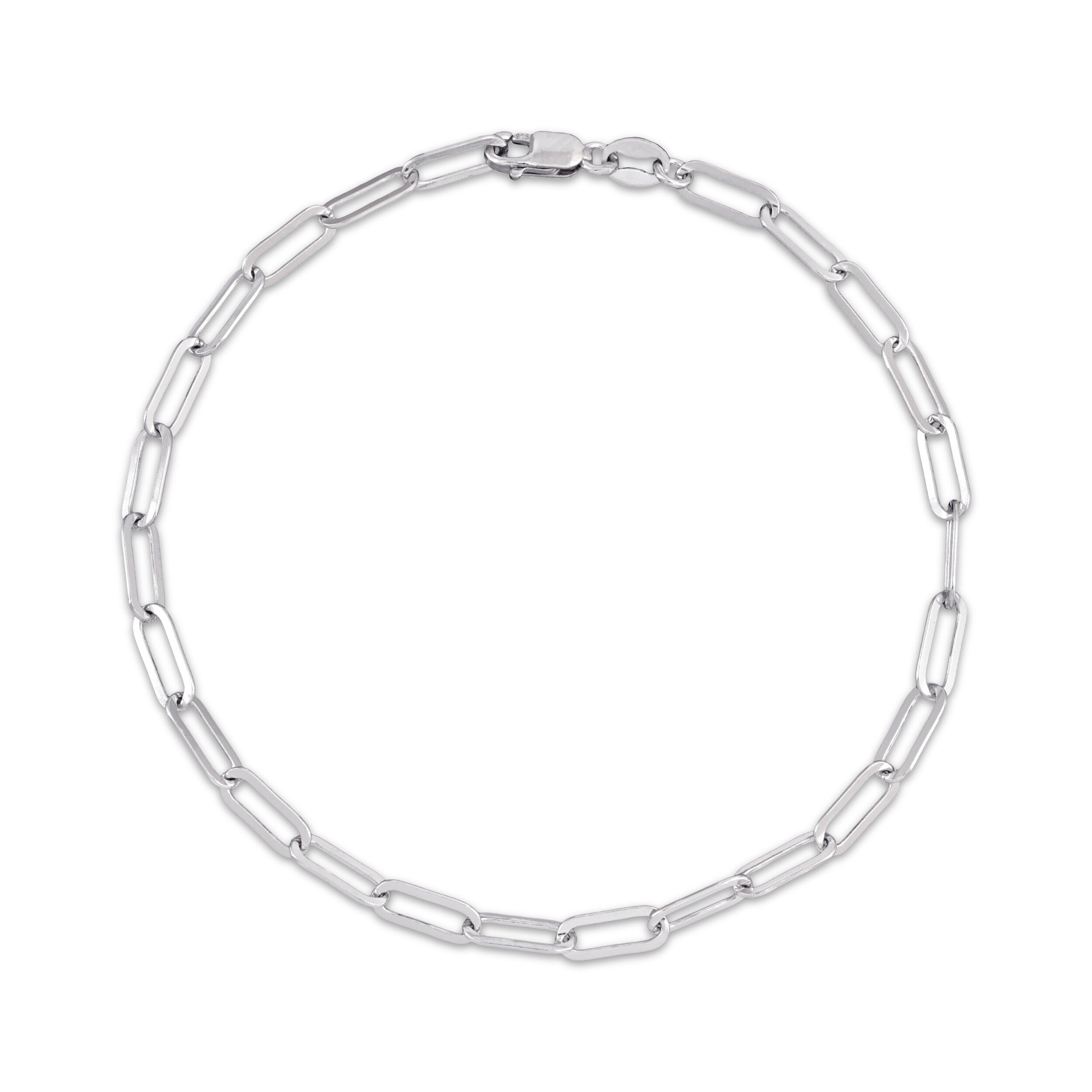 Solid Sterling Silver 3.5mm Paperclip Bracelet – 7.5"