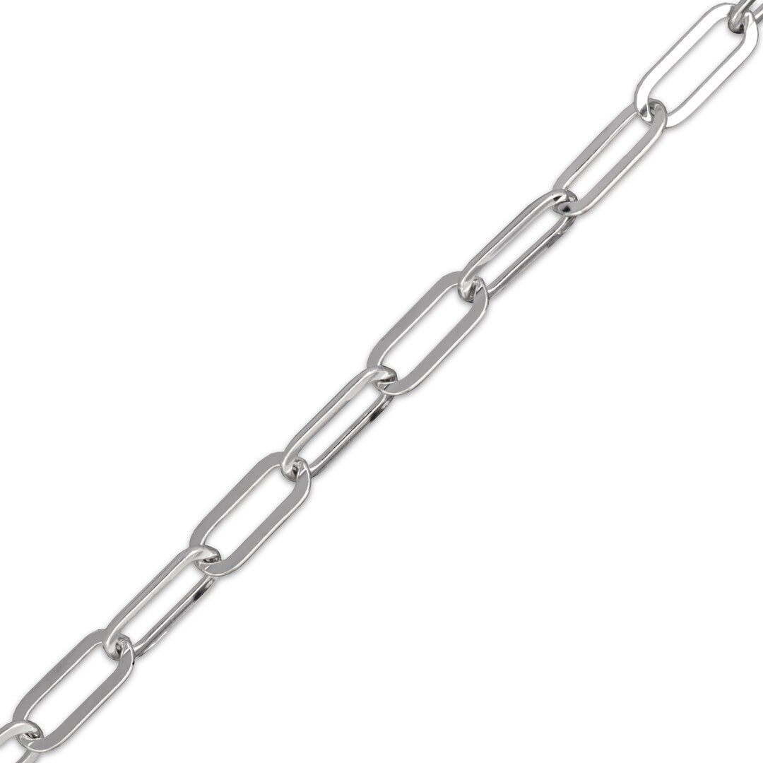 Solid Sterling Silver 3.5mm Paperclip Bracelet – 7.5"