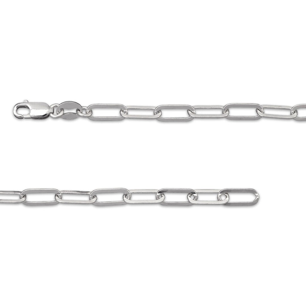 Solid Sterling Silver 3.5mm Paperclip Bracelet – 7.5"